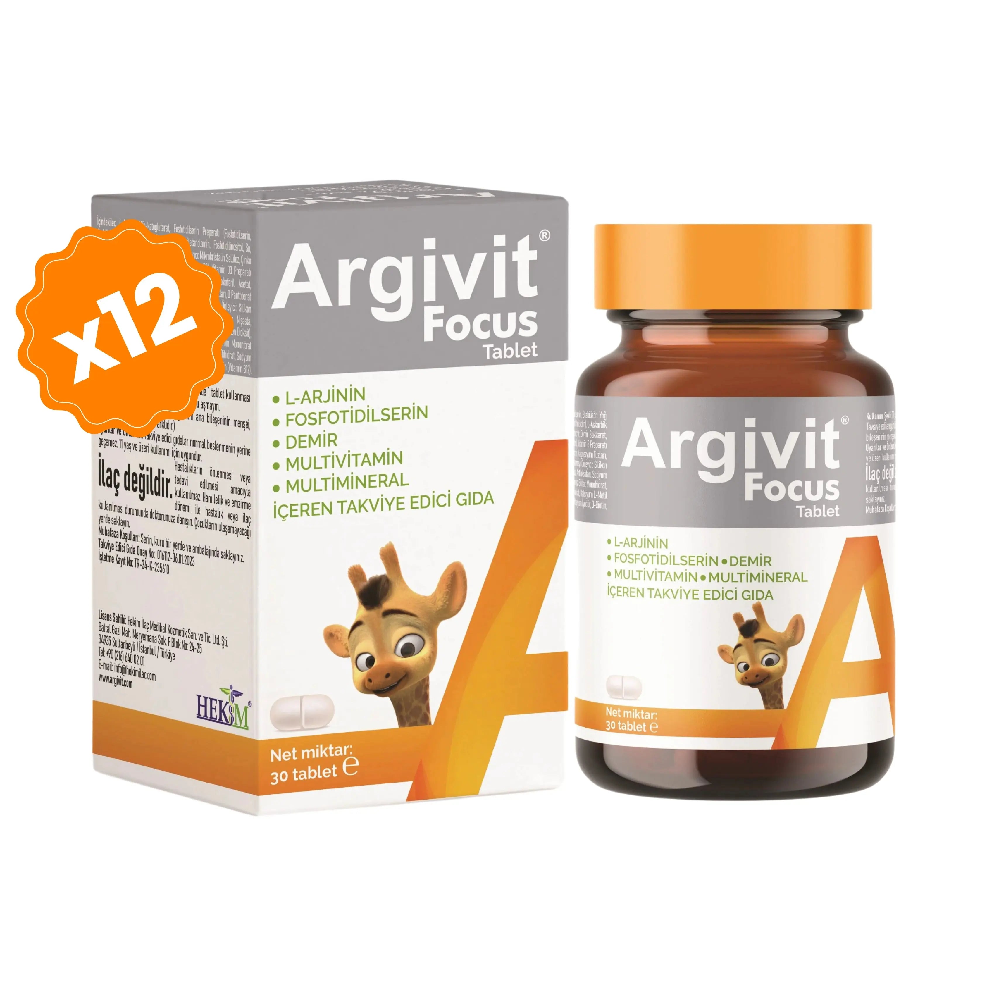 Argivit Focus Tablet – 12 x 30 Tablets | 1-Year Supply for Kids & Teens Argivit